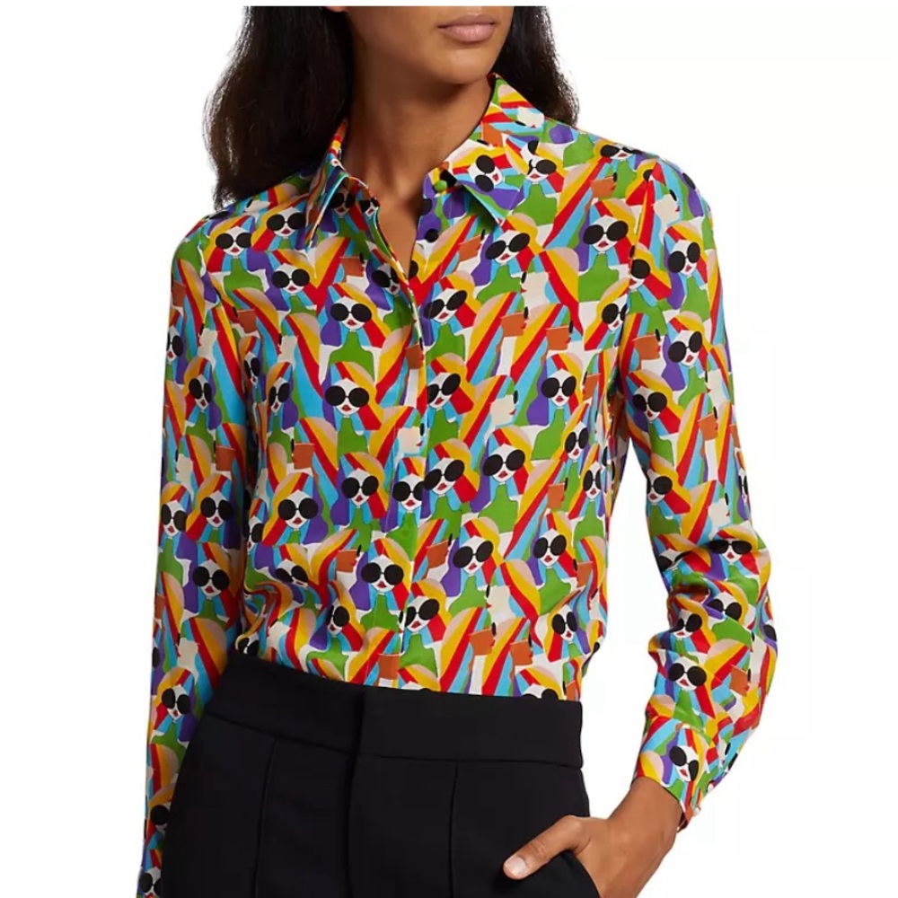 Alice + Olivia iconic print.

Bright, beautiful, fun, and work appropriate.